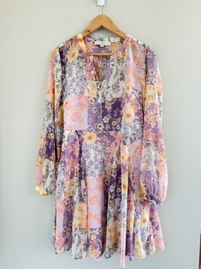 NWT Loft Floral Patchwork Dress Women Small Boho Peasant Cottagecore Whimsical